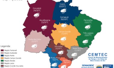 Previsão de chuva forte permanece para MS nesta segunda-feira
