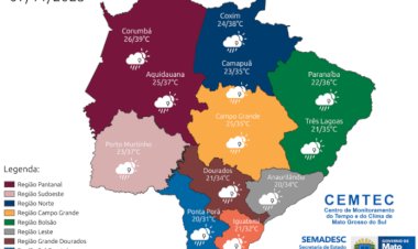 Sexta-feira terá calorão que antecede frente fria em Mato Grosso do Sul