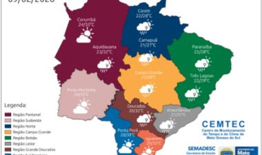 Frente fria avança sobre MS e pode trazer chuvas de 50 mm para todo o Estado