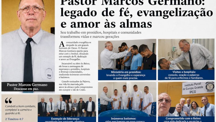 Pastor Marcos Germano deixa um legado de fé, evangelização e amor às almas
