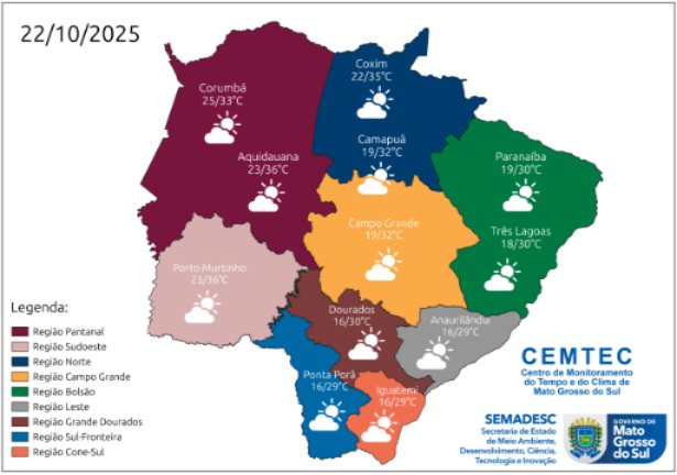 Campo Grande amanhece com frio de 10°C, mas terá elevação nas temperaturas