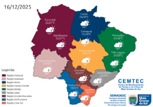 Terça-feira será marcada por sol e pancadas de chuva em MS